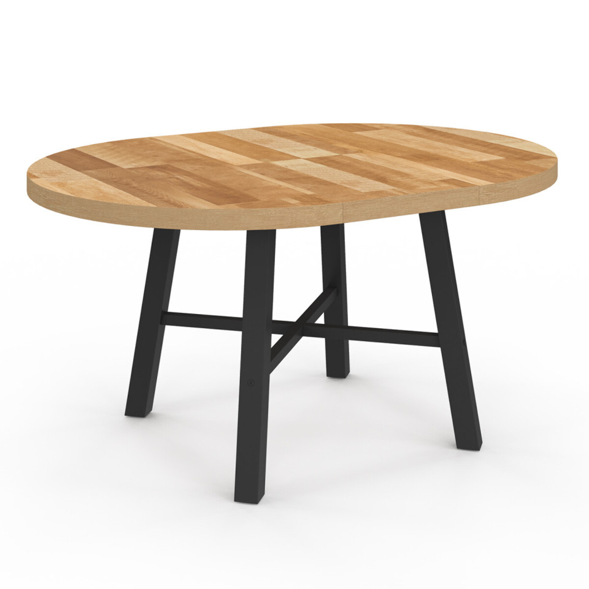 Table repas Mathilde plateau extensible 110-150cm bois et pieds noirs