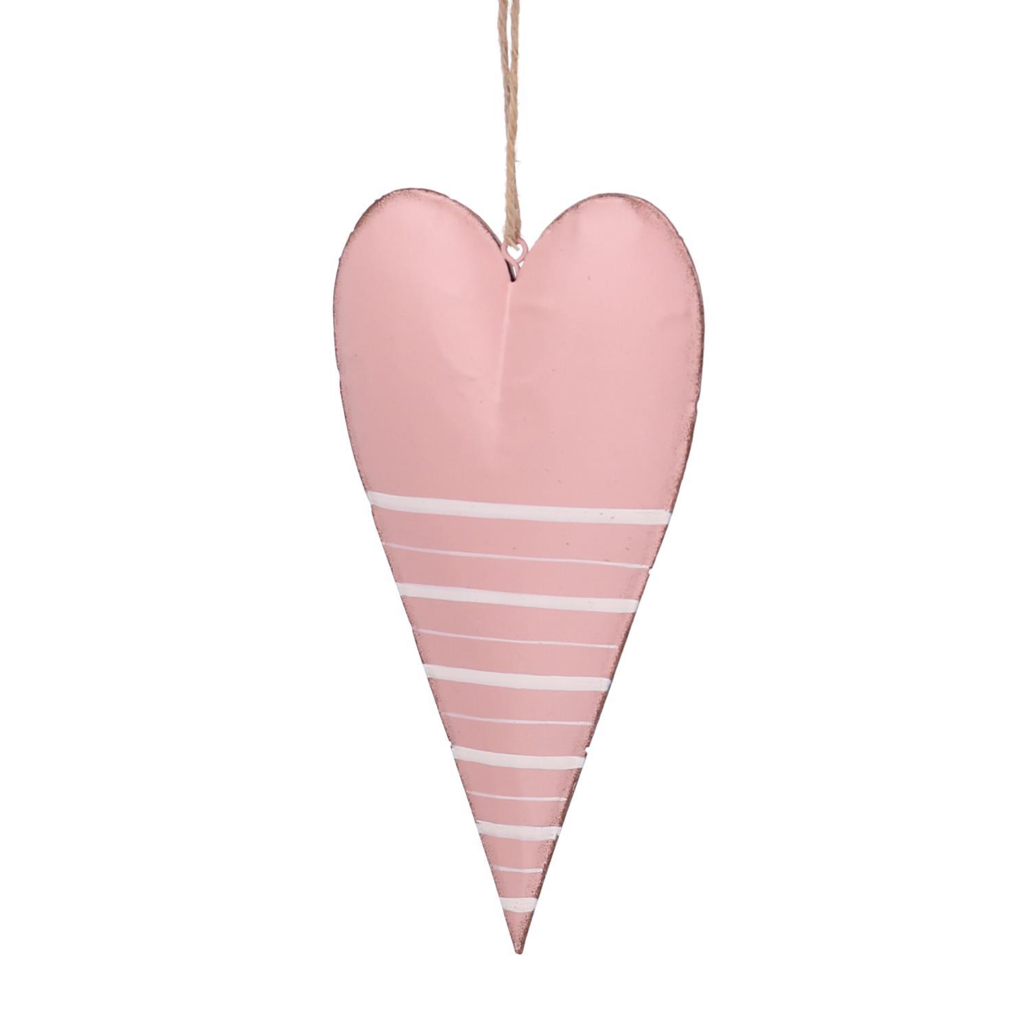 Cuore di metallo rosa cm14/24x7,5x1,7