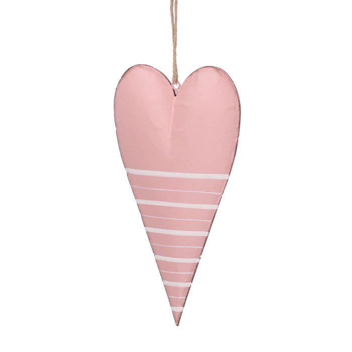 Cuore di metallo rosa cm14/24x7,5x1,7