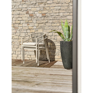 TIGUA - Ensemble repas jardin 8 places Céramique sur verre - Grège