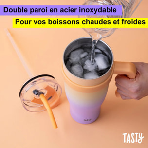 Gobelet isotherme 1200 ml lilas et pêche Tasty