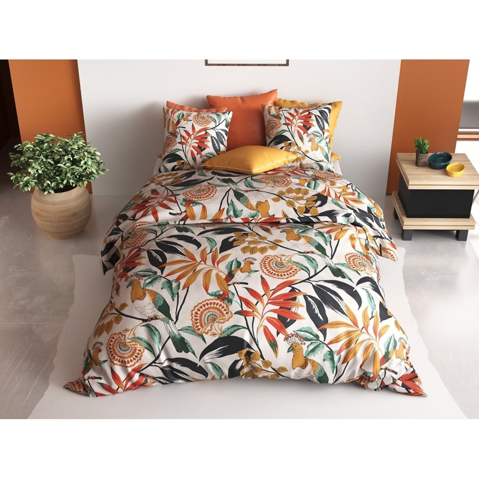 Parure Housse De Couette 3pcs 100% Coton 57fils Ninon