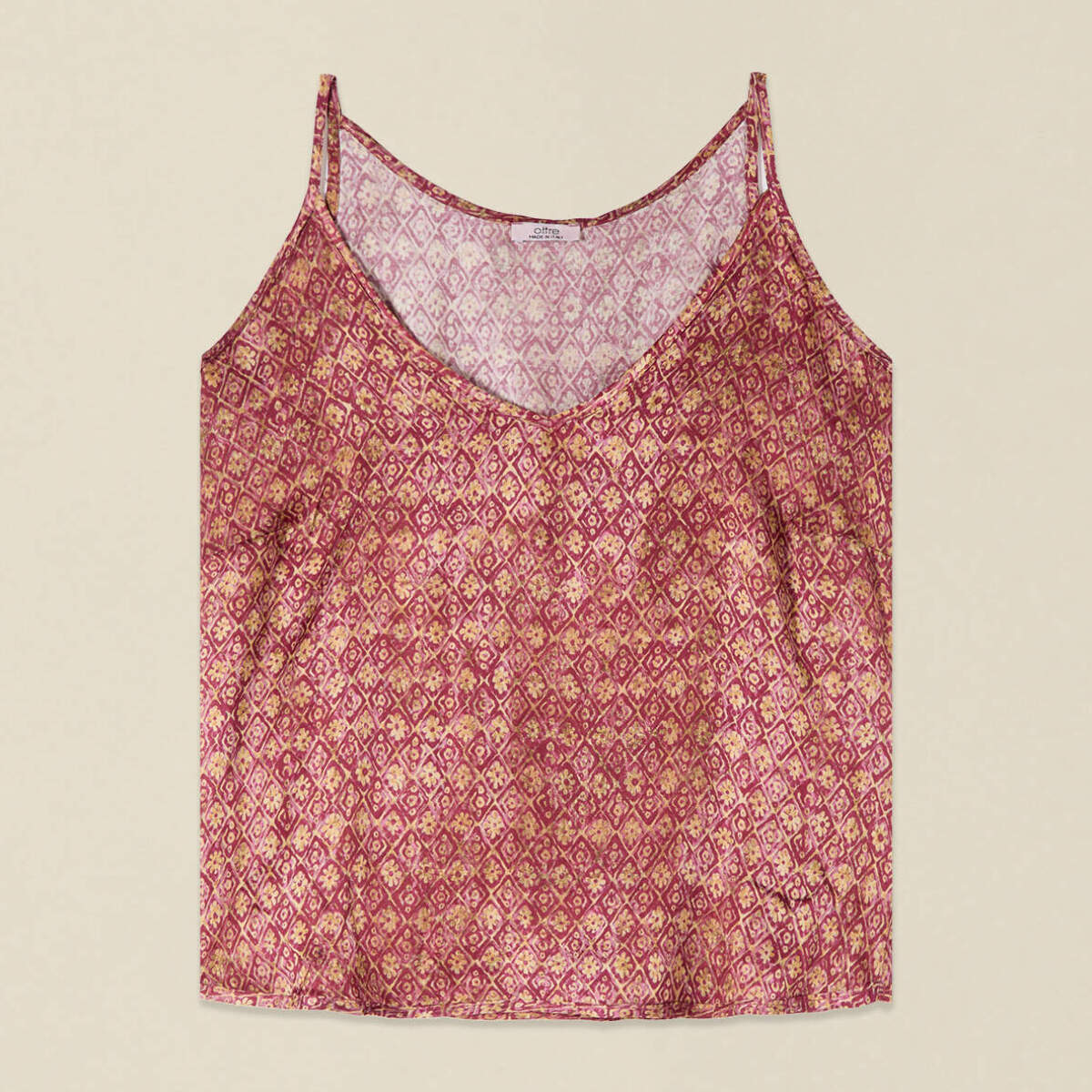 Oltre - Top in raso di viscosa fantasia - Rosa