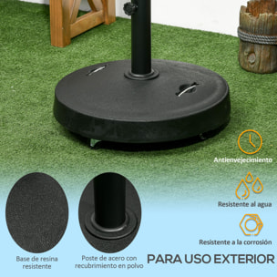 Base de Sombrilla de Jardín de Resina de 23,5 kg con Ruedas y Asa Retráctil Soporte de Parasol Cuadrado para Postes de Ø32/48 mm para Terraza Patio Ø53x41 cm Negro