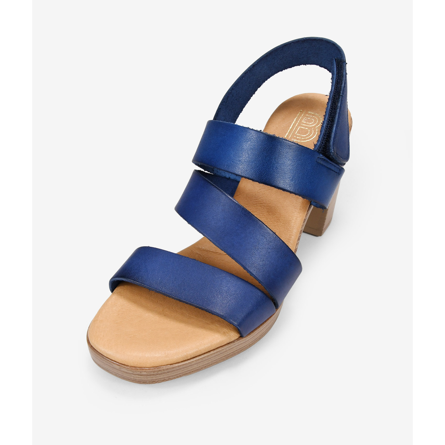 Sandalias de piel marino con tacón efecto madera