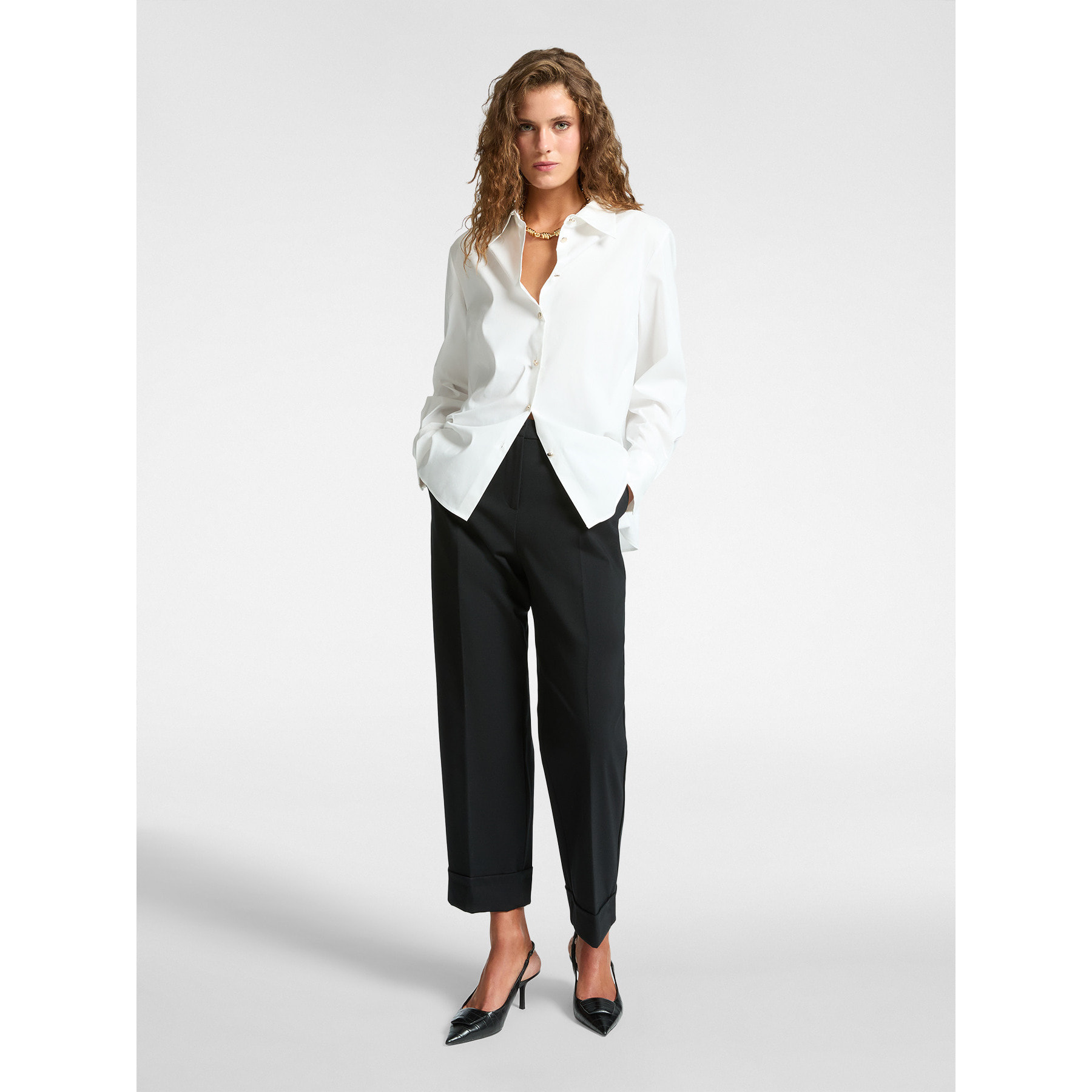 Elena Mirò - Pantalones anchos con puños - Negro