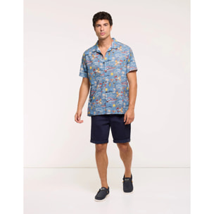 Camisa Manga Corta Azul - Hulini