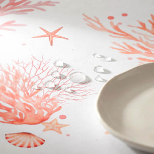Nappe anti-taches AMALFI CORAIL - en 100 % coton
