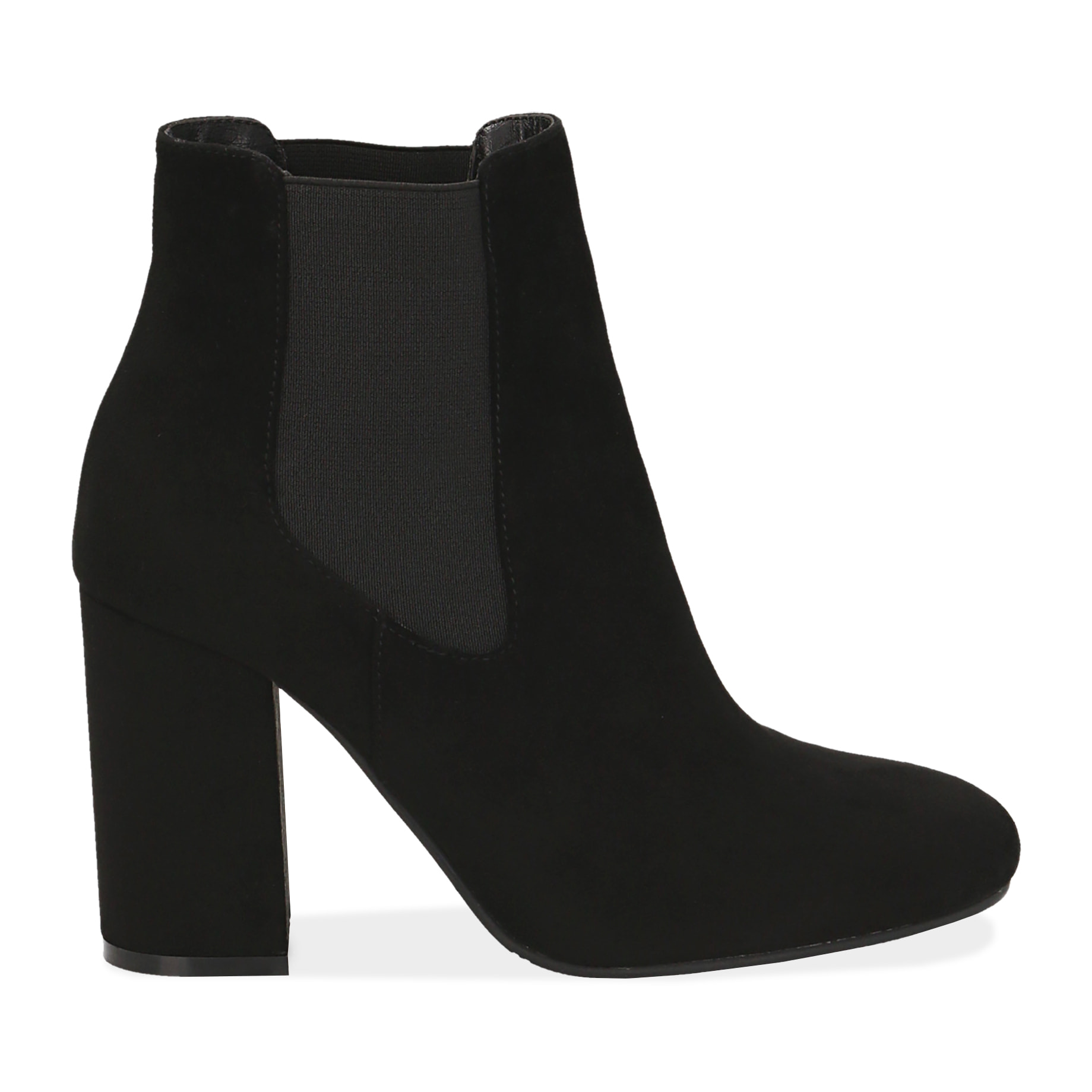 Botines negros de microfibra, tacón 9 cm