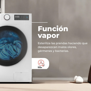 EVVO Lavadora Nature 12 12 kg, 1350 rpm, Clase A, motor inverter, tambor ePROTECT, vapor Steam Wash, 15 programas, 15’ rápido, blanco