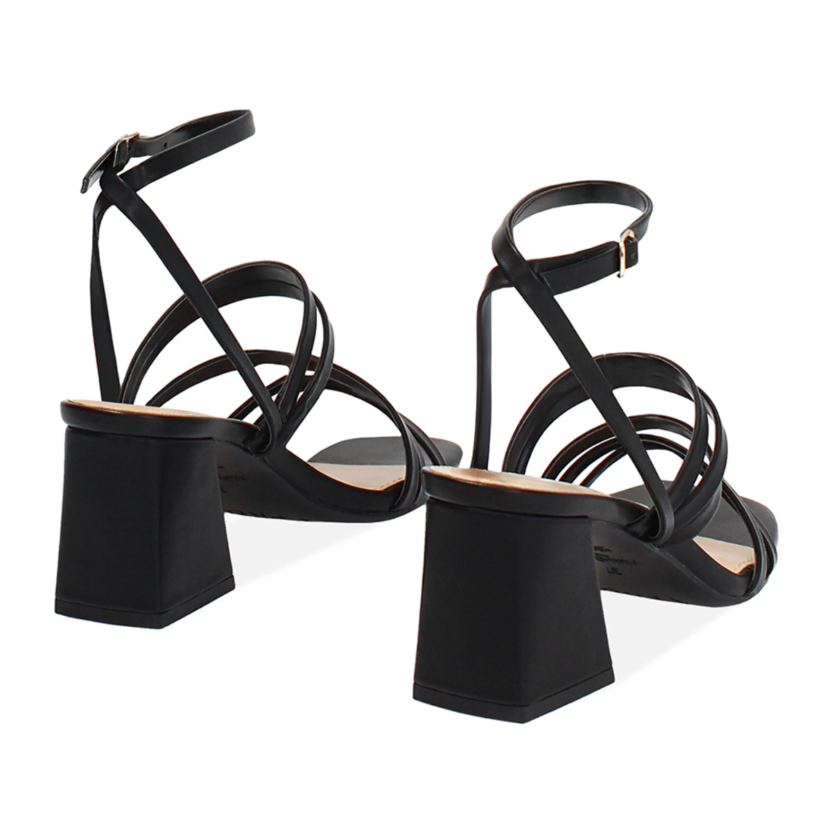 Sandalo donna nero basic, tacco largo 6,5 cm