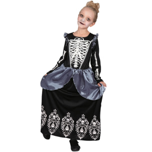 Strega Regina Degli Scheletri Costume Halloween Nero Bambina