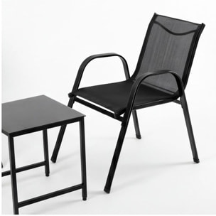 Salotto da giardino in ferro zincato con 2 sedie e tavolino con vetro temperato, set outdoor resistente verniciato a polvere, ideale per balcone terrazzo e giardino, design compatto e moderno, facile da pulire e durevole per esterno