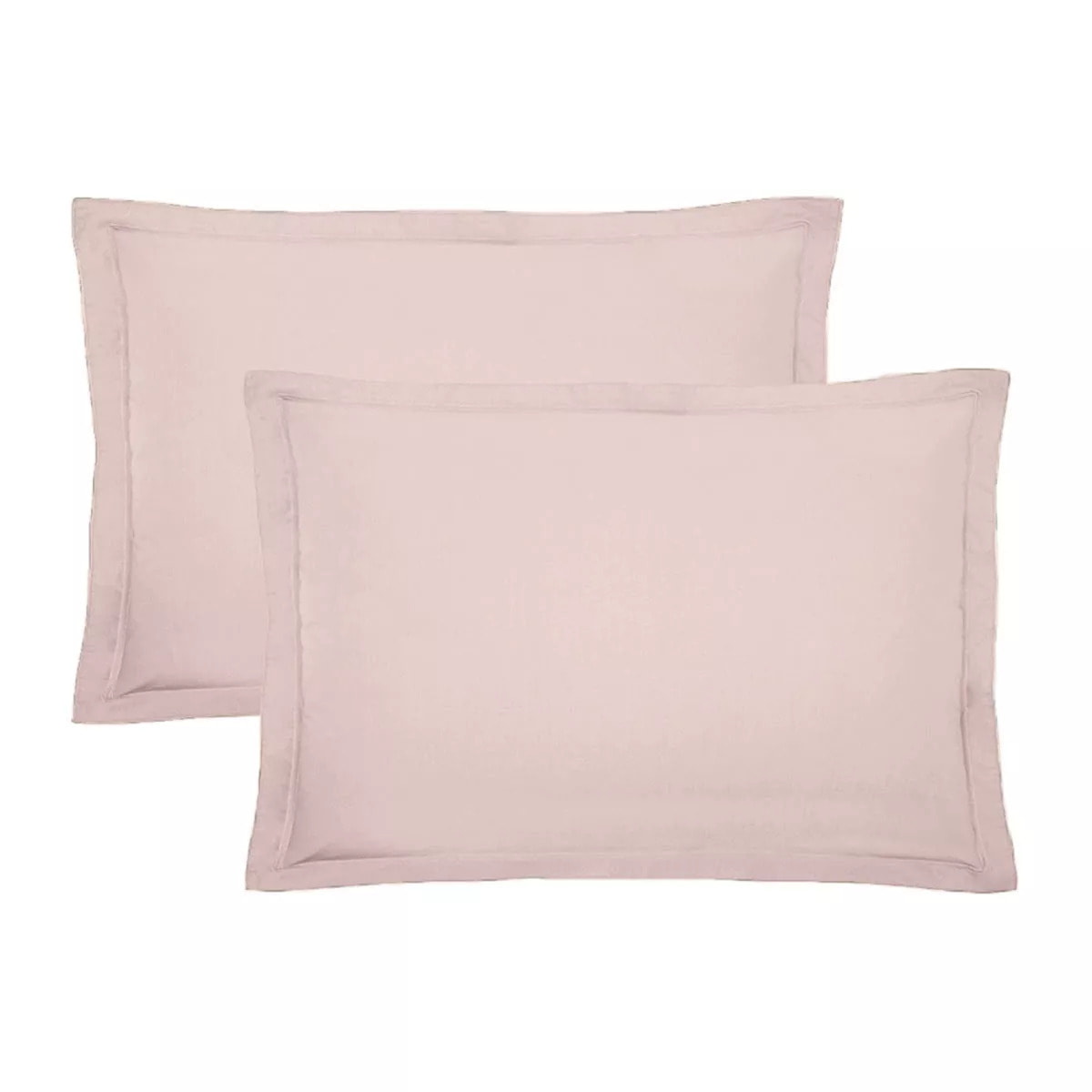 Lot de 2 taies percale de coton uni rose Giulia petale