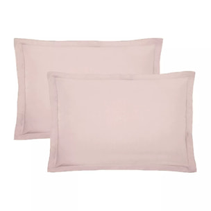 Lot de 2 taies percale de coton uni rose Giulia petale