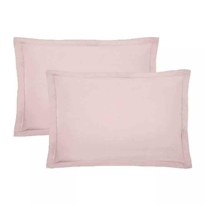 Lot de 2 taies percale de coton uni rose Giulia petale