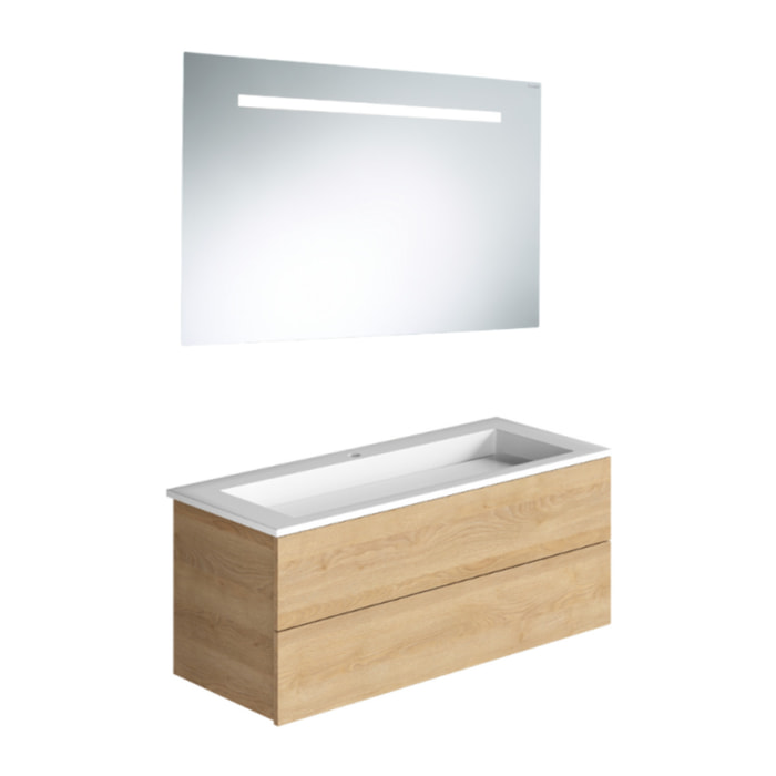 Pack meuble vasque 80 cm BURGBAD Cosmo chêne + miroir
