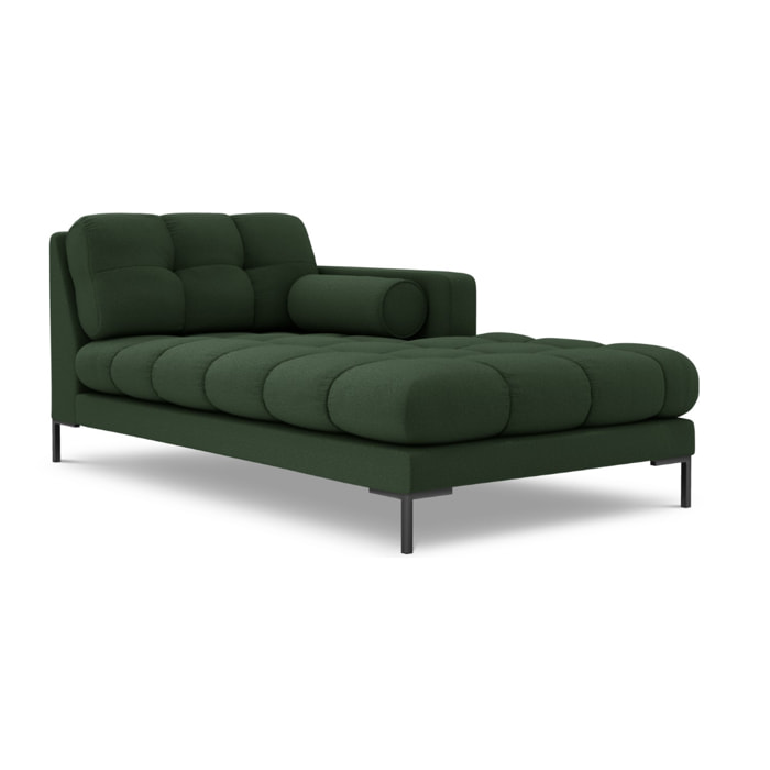 Méridienne droite "Bali" en tissu structurel vert foncé