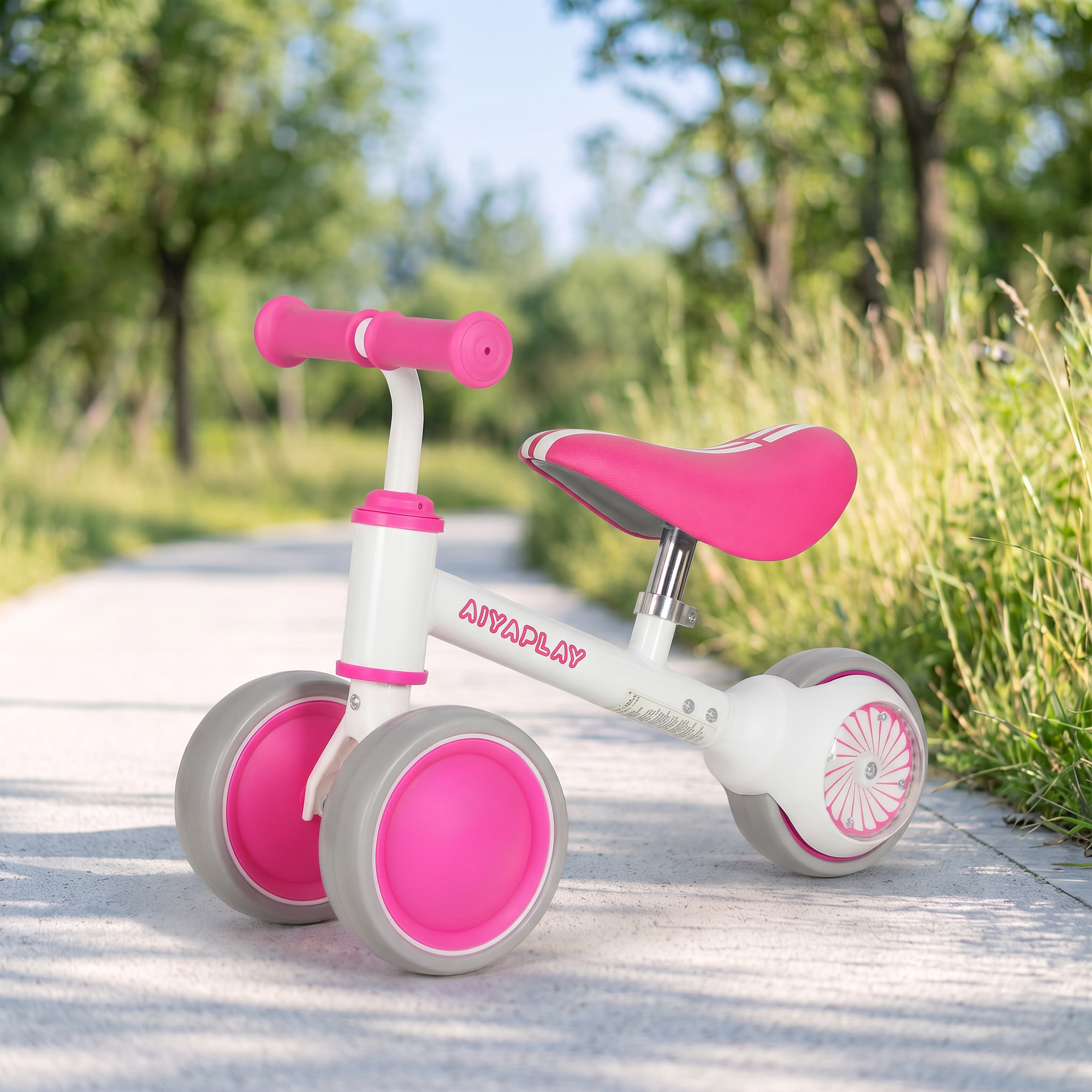 Draisienne enfant 3 roues roue AR lumineuse selle réglable rose