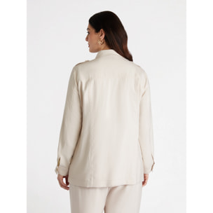 Fiorella Rubino - Chaqueta/camisa ligera con maxi bolsillos - Beige