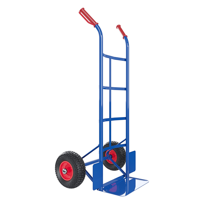 Carrello A Mano Portapacchi Portata 200 Kg In Acciaio Tubolare Ruote Pneumatiche Rinforzate Trasporto Pacchi Portasacchi 45 x 50.5 x 116 Cm Blu