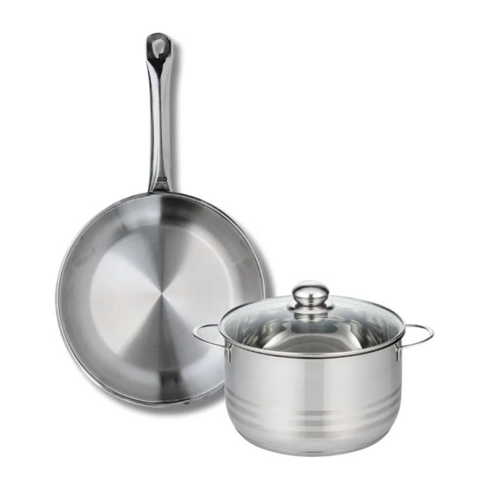 Ensemble de 1 Poêle de cuisson 28 cm et 1 faitout 20 cm Elo Profi Brillant