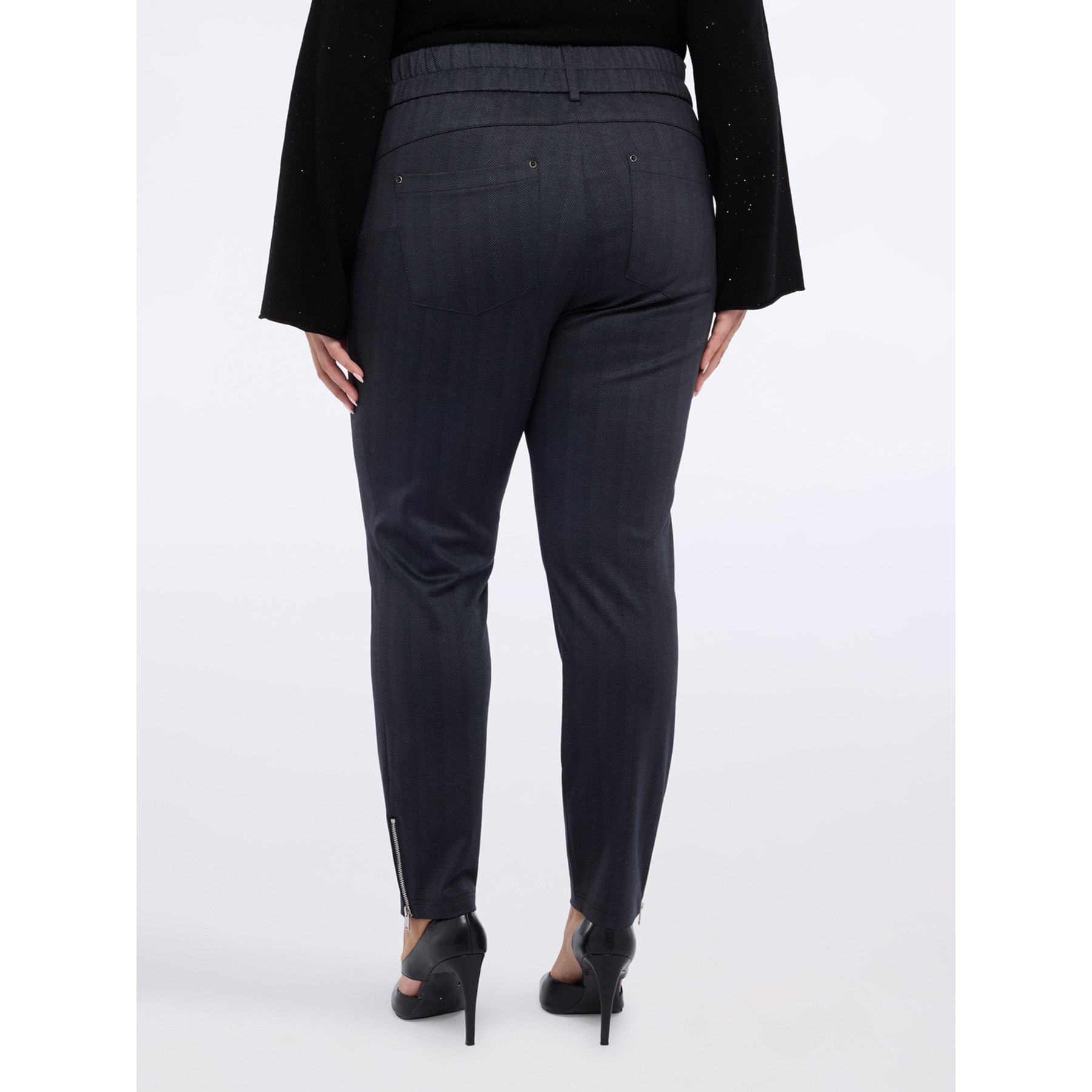 Fiorella Rubino - Pantaloni skinny fantasia spigata - Grigio