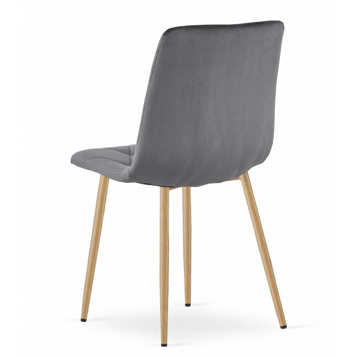 Sedia Libra in Velluto Grigio Scuro con Gambe Effetto Legno