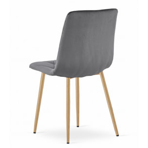 Sedia Libra in Velluto Grigio Scuro con Gambe Effetto Legno