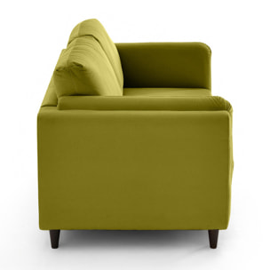 Brooke - canapé 2 places en velours pieds en bois - Vert Olive