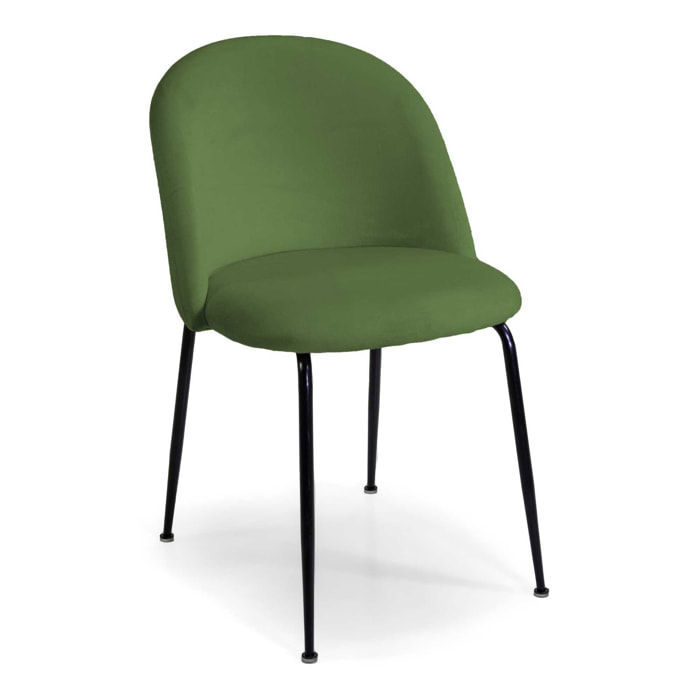 Sedia Sammi Vacchetti in velluto verde con struttura nera cm50x57h77,5