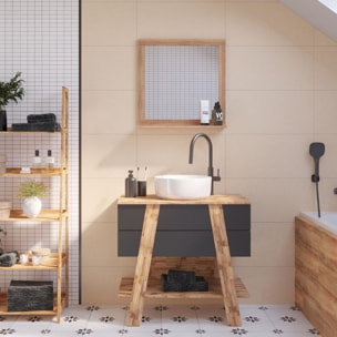 Meuble de salle de bain sous lavabo Naturel Home 80x73x46 cm, noir  (HOMEUMDC)