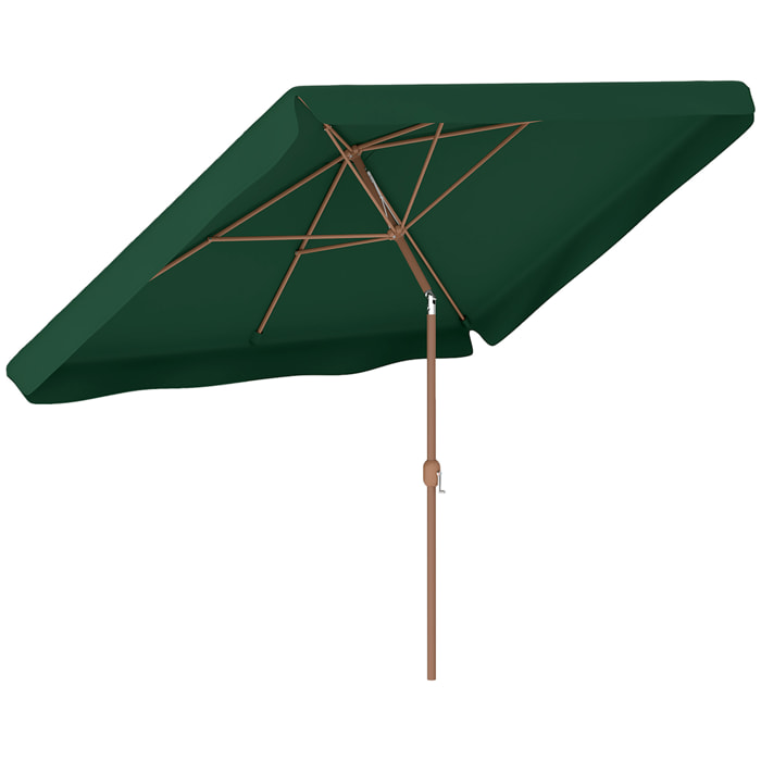 Sombrilla de Terraza Exterior 300x200 cm Parasol de Terraza Exterior con Ángulo Ajustable Mástil de Aluminio Manivela y Protección UV 50+ Sombrilla para Jardín Patio Verde Oscuro