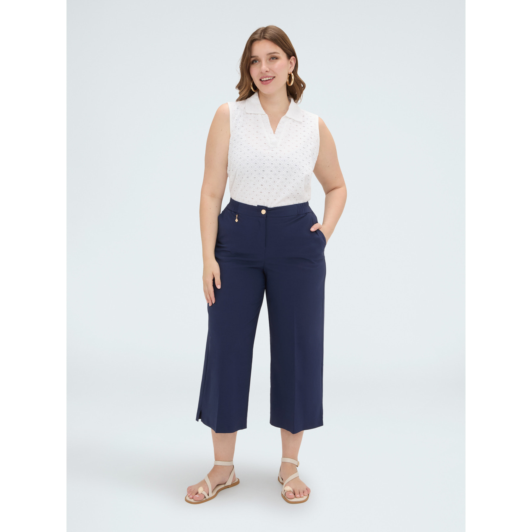 Fiorella Rubino - Pantalones cropped ligeros - Azul