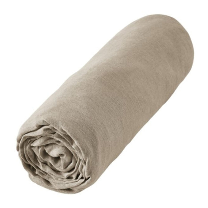 Drap housse 140x190 cm en lin lavé - SOLINE