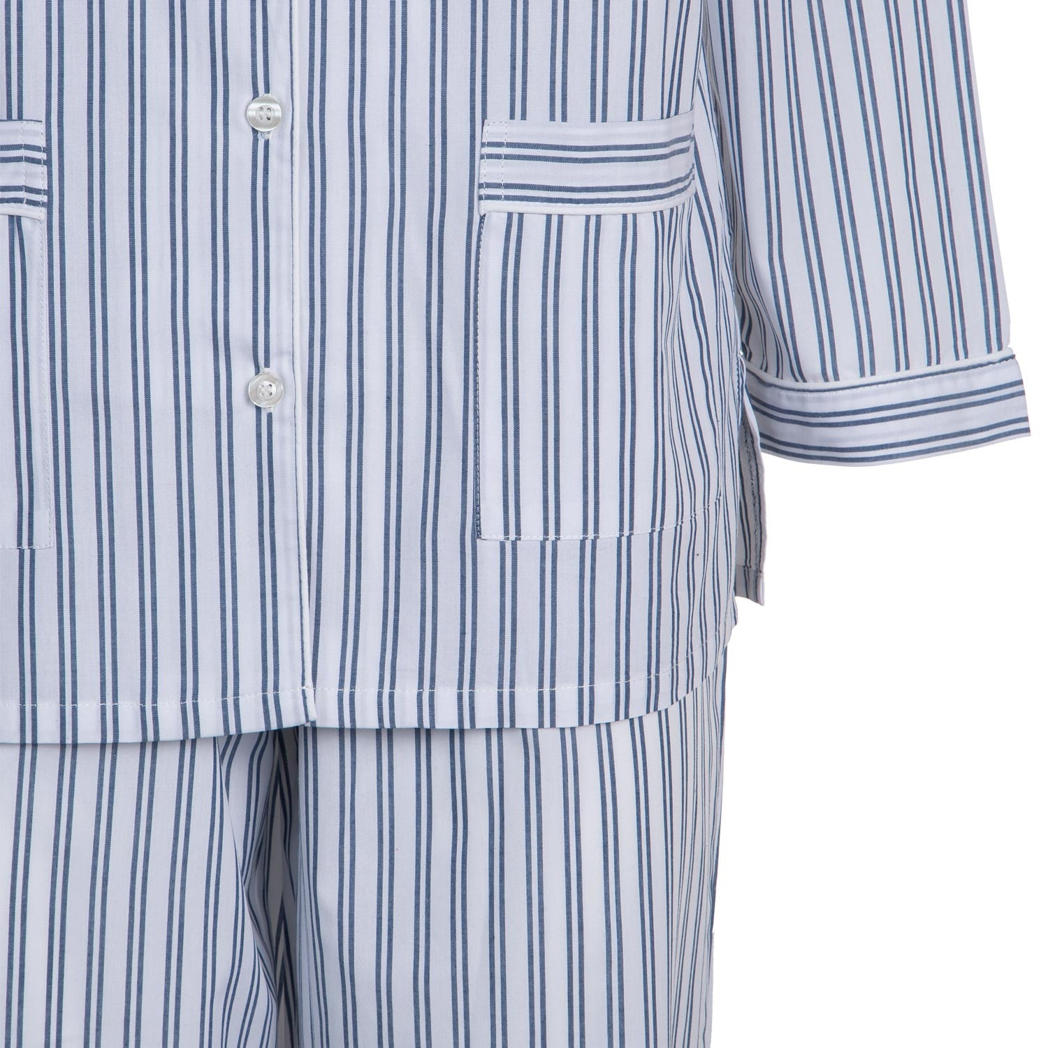 PIGIAMA DONNA in cotone righe bianche e blu