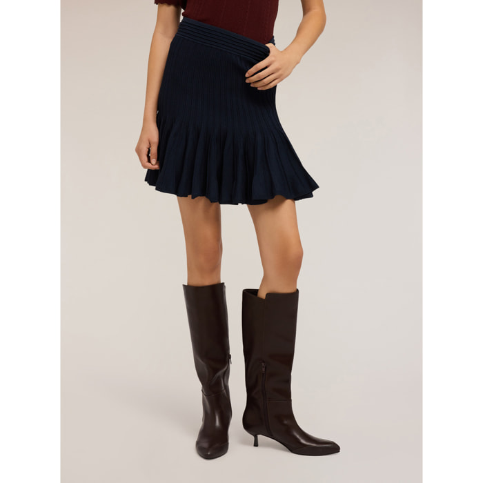 Motivi - Minigonna flared in maglia - Blu