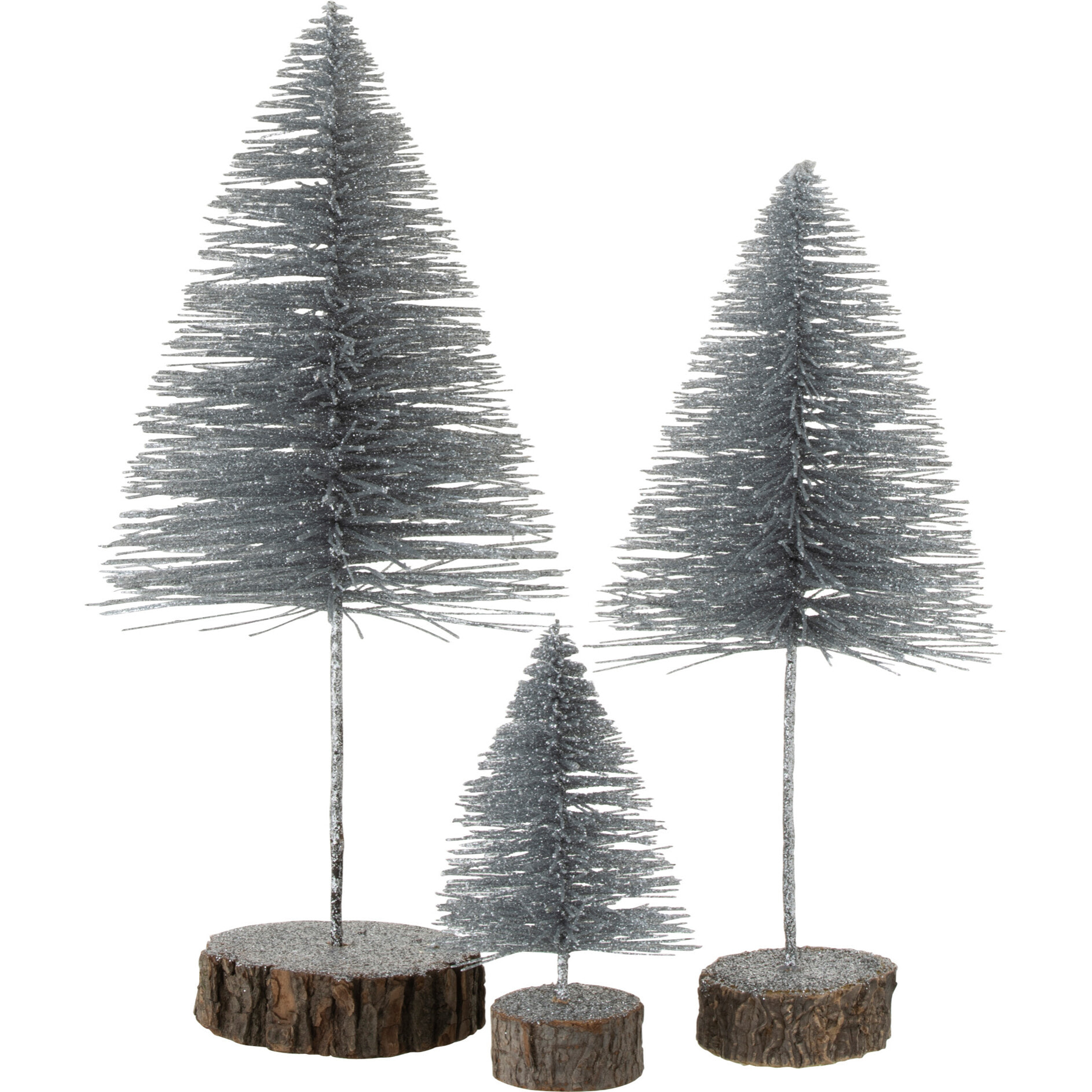 J-Line décoration Sapin De Noël Paillettes - plastique - argent - large - 2 pcs