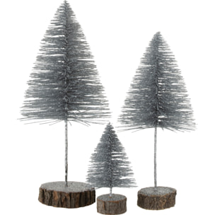 J-Line décoration Sapin De Noël Paillettes - plastique - argent - large - 2 pcs