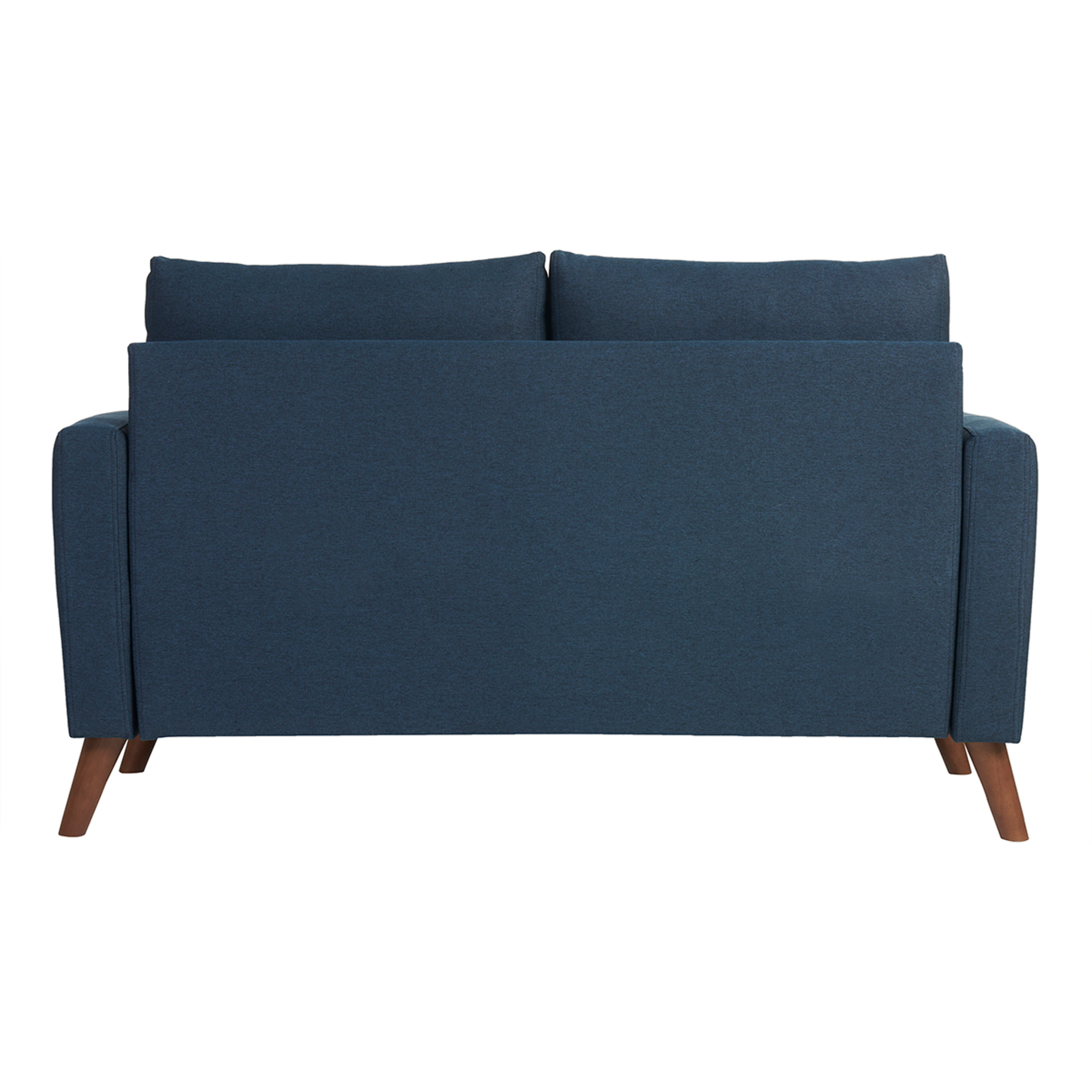 Canapé 2 places en tissu bleu foncé et bois foncé MUNIK