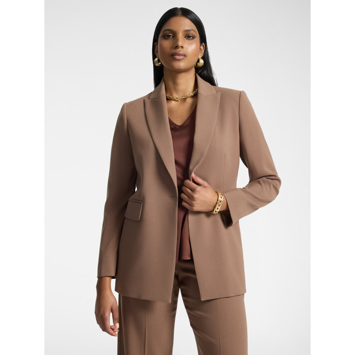 Elena Mirò - Blazer in crêpe con bottone Monogram - Marrone