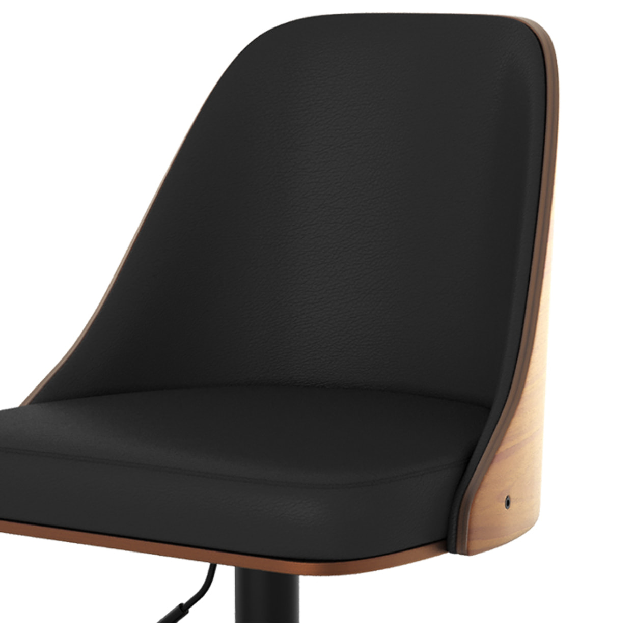 Chaise de bar réglable et pivotante en bois foncé et PU noir 56/77 cm - Georges