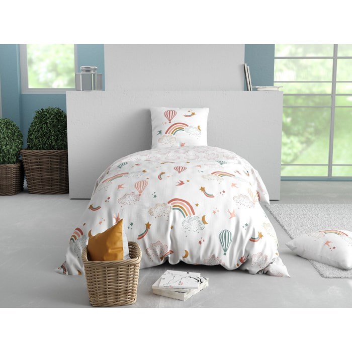 Parure housse de couette 2PCS en coton 57 fils - CELESTE