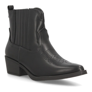 Botines bajos cowboy con bordados y tacónpara mujer