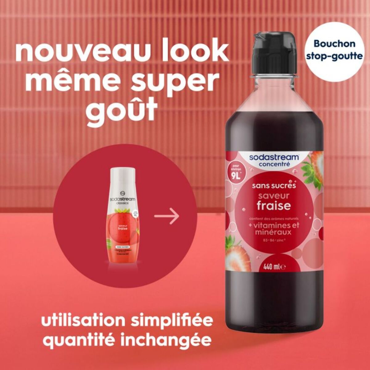 Concentré SODASTREAM saveur FRAISE sans sucres 440 ml