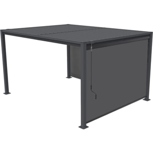 Pergola bioclimatique avec 2 stores en acier galvanisé "Howard" - 3 x 4 m - Gris