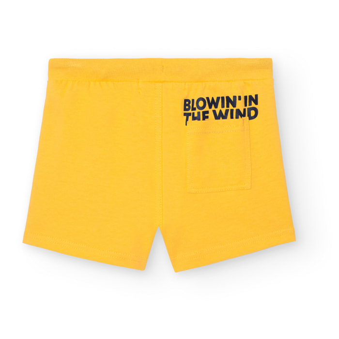 Bermudas para niÃ±o en algodÃ³n estampado de color amarillo