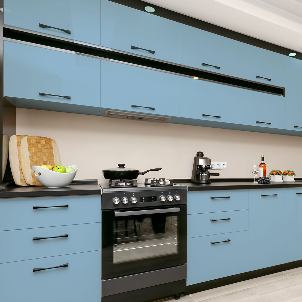 Rouleau adhésif décoratif Vinyle au Mètre - Bleu poudre - Sticker Lavable Imperméable Mur Cuisine Meubles