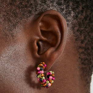 Pendientes de Cristal Multicolor acabados en oro amarillo de 18K