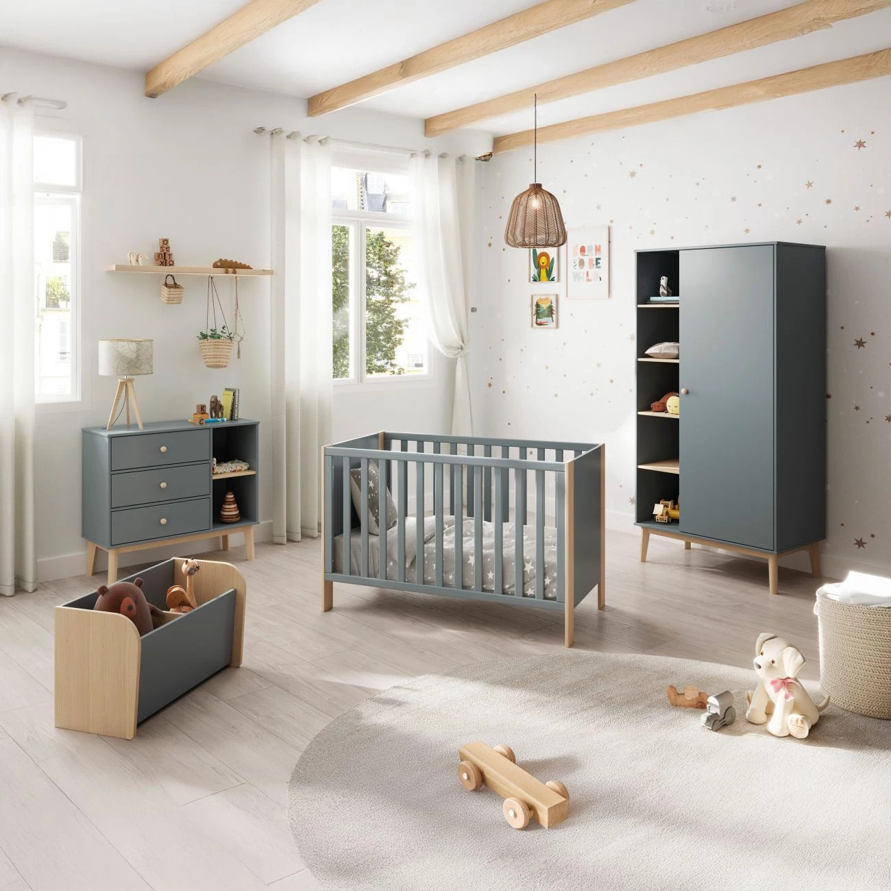 Armario juvenil Misty Breeze Verde Salvia - Oak Soft